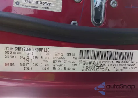 2012 Jeep Compass Sport z USA, uszkodzony, nr VIN 1C4NJDBB1CD572281